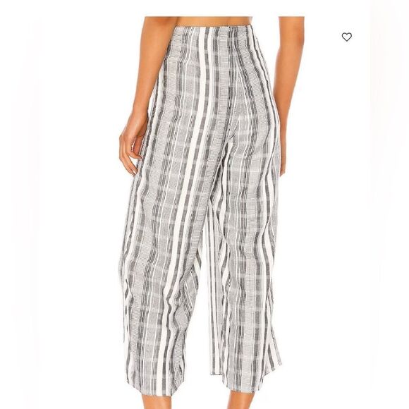 L Space Revolve Striped Wide Leg Cropped Tie Waist Lana Pant Cover Up Gray SP - Picture 3 of 14
